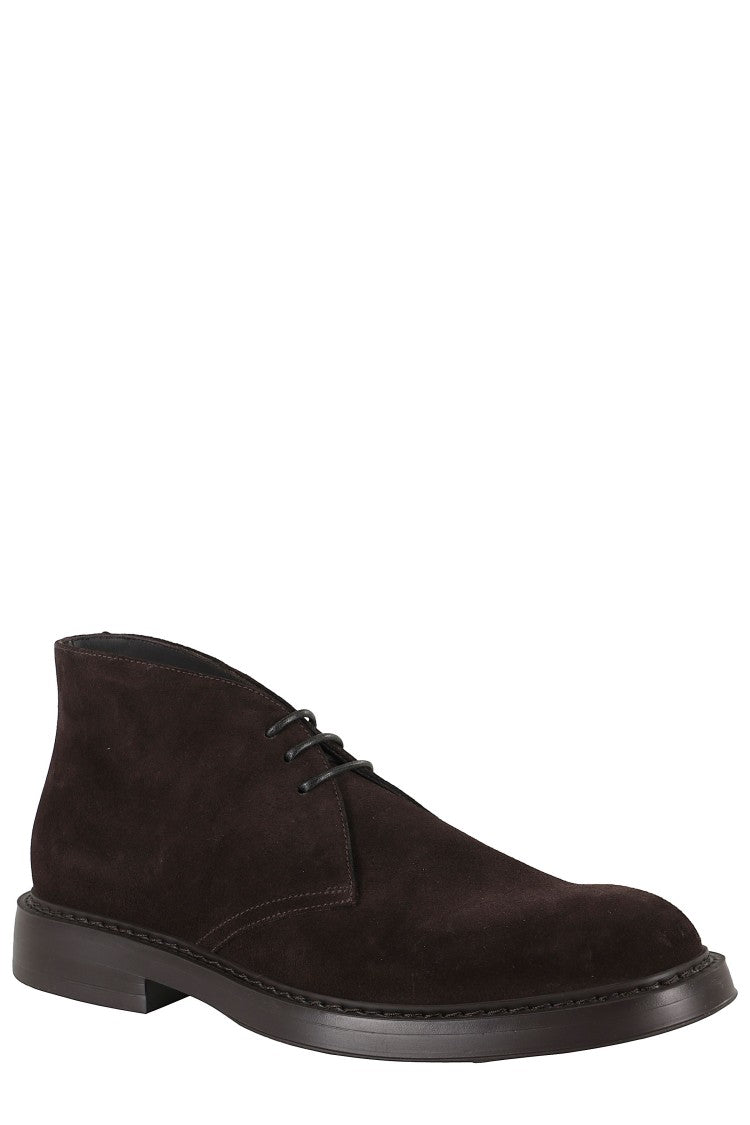 Doucal's Dark Brown Suede Lace-Up Chukka Boots