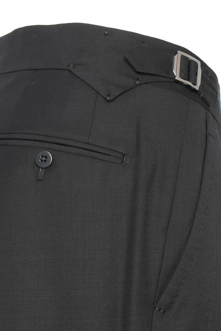 Franzese Collection Tailored Black Trousers With Adjustable Waist