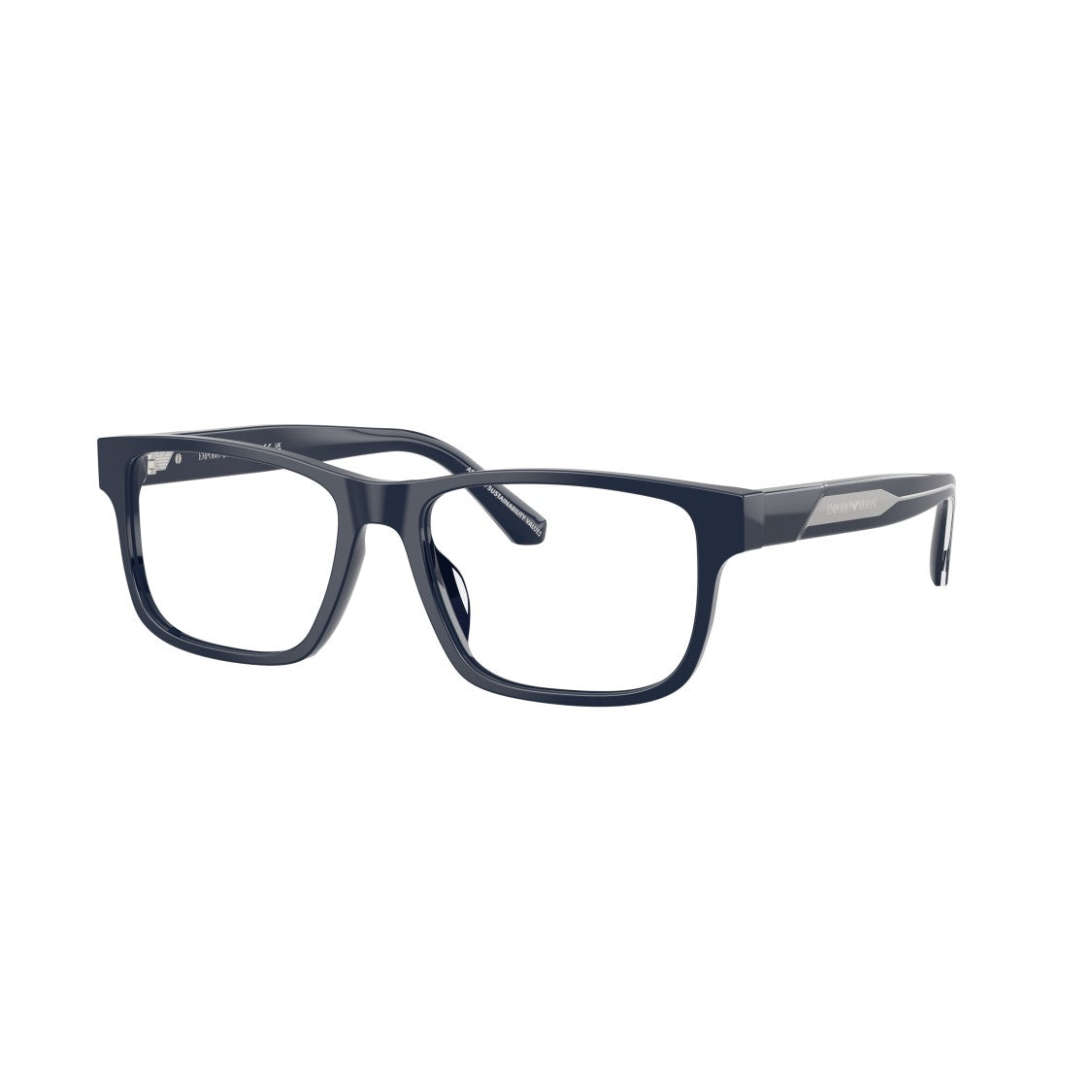 Emporio Armani 0Ea3265u Rectangular Black Acetate Eyeglasses With Metallic Accents