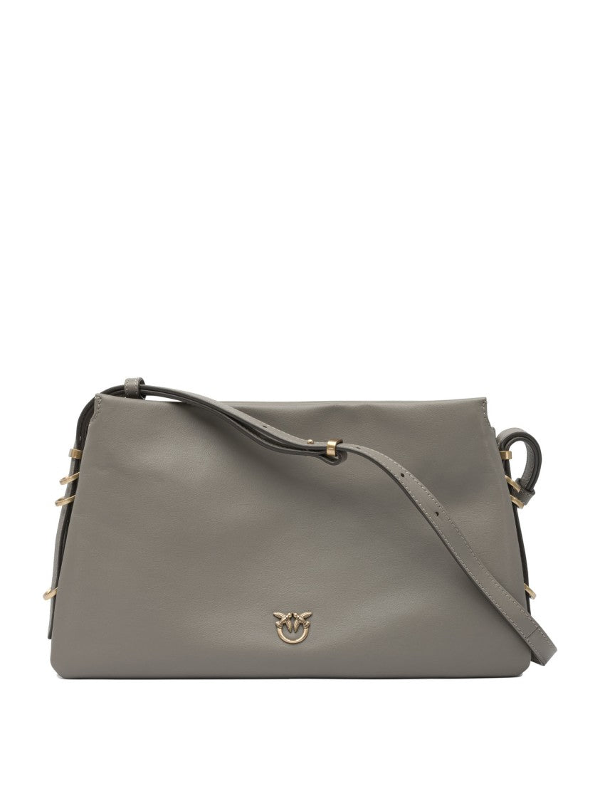 Pinko Structured Leather Shoulder Bag With Gold-Tone Accents