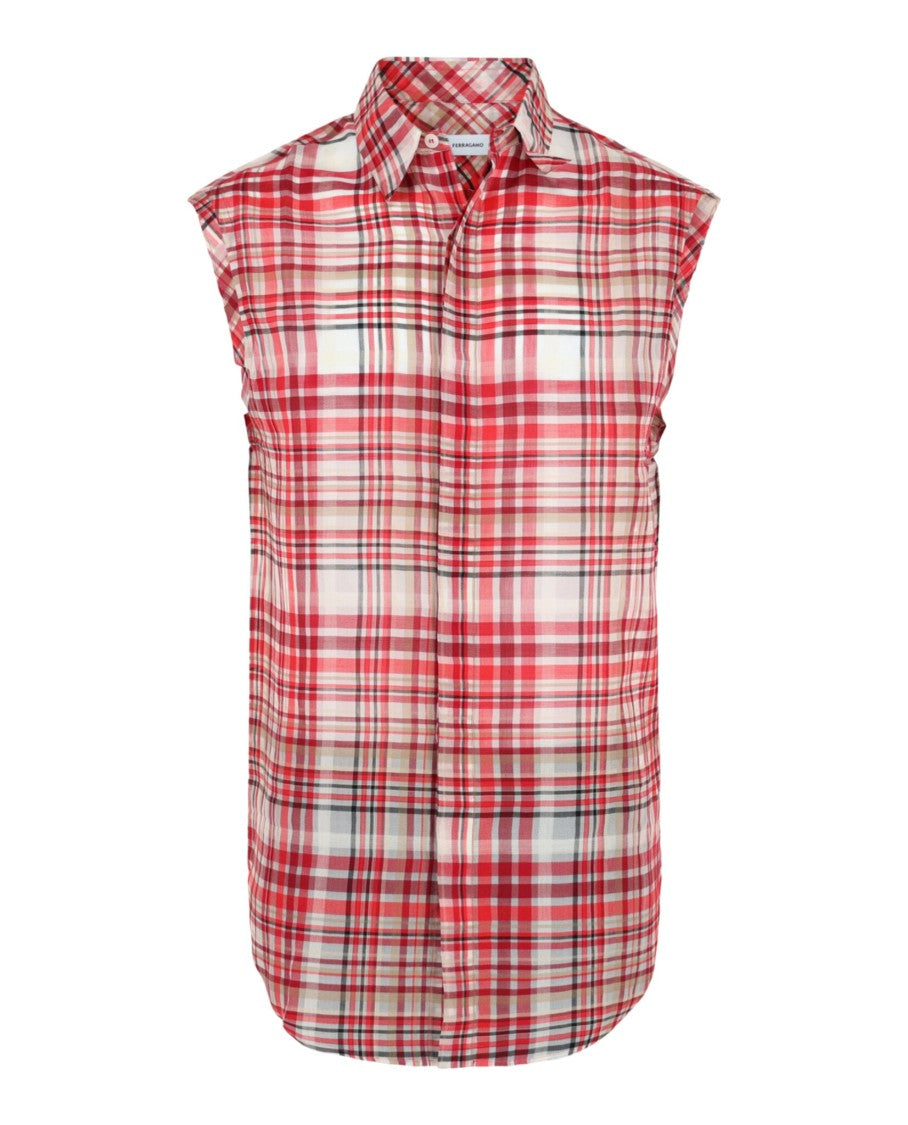 Ferragamo Plaid Print Sleeveless Shirt