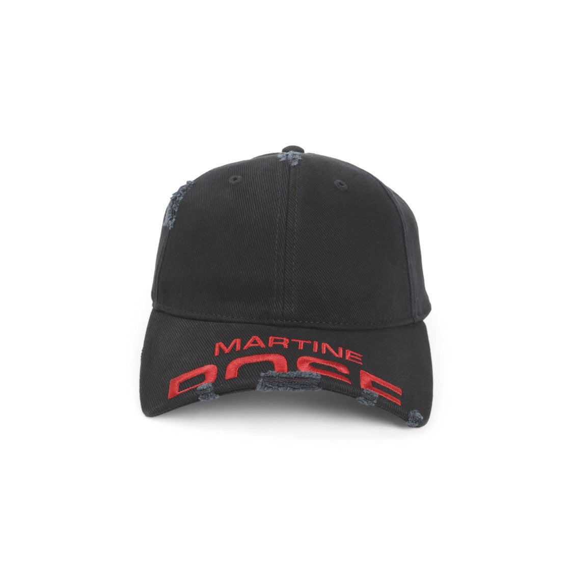 Martine Rose Black Cotton Baseball Cap With Distressed Detailing