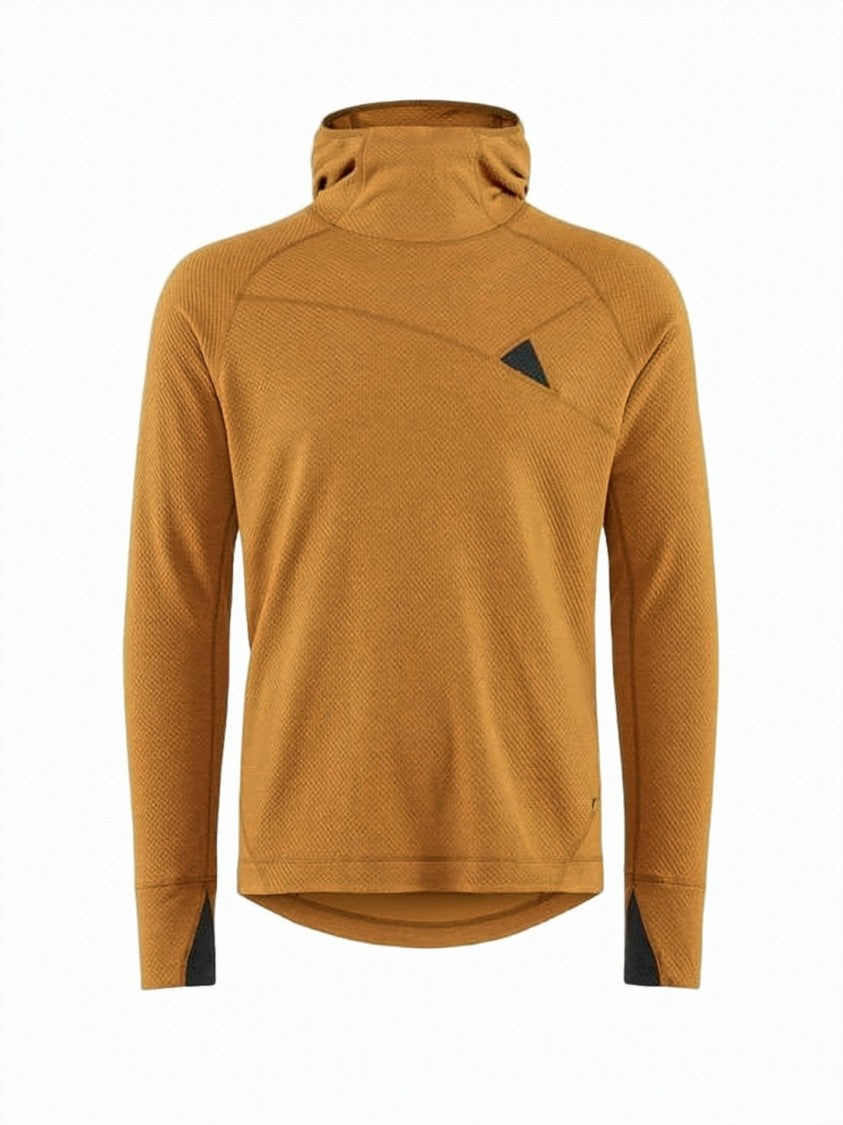 Klattermusen Textured Brown Hoodie With High Neck And Contrasting Accents