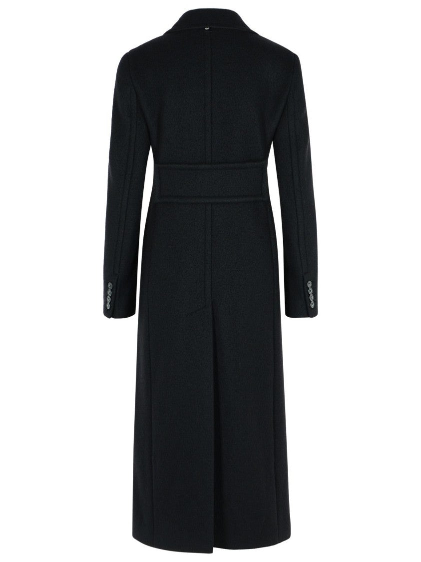 Sportmax Double-Breasted 'Comune' Black Virgin Wool Coat