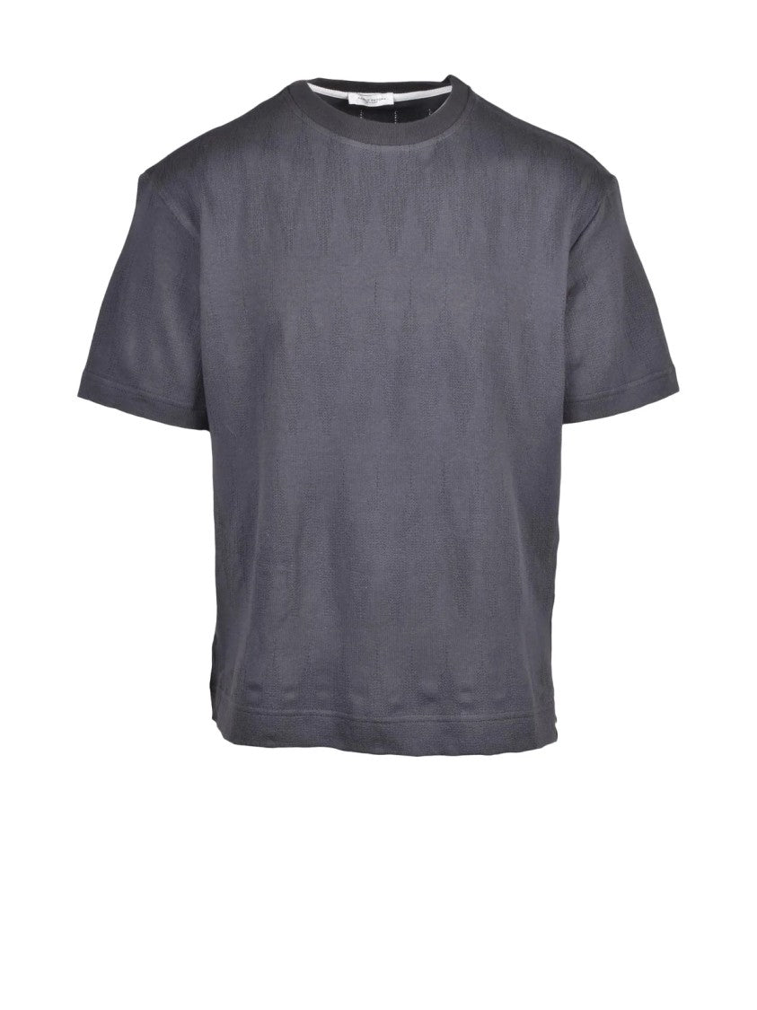 Paolo Pecora Grey Stretch Cotton V-Neck Under Jacket Sweater