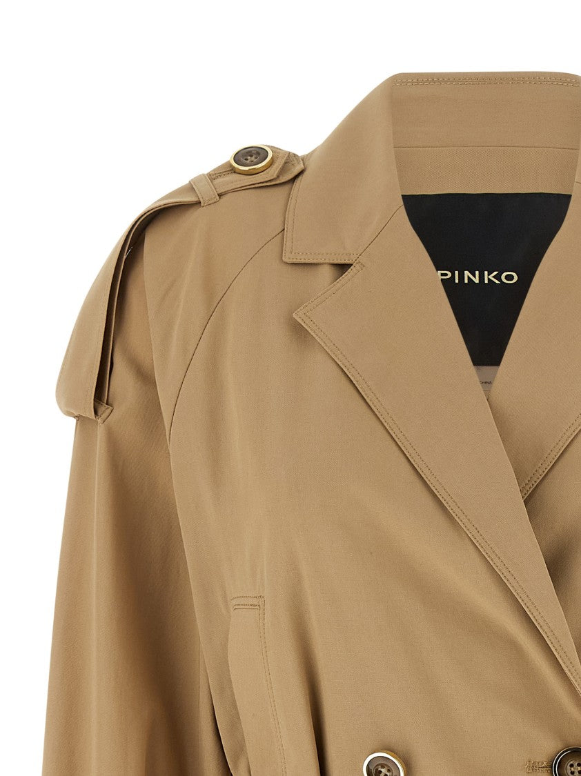 Pinko 'Tanya' Short Cotton Twill Trench Coat