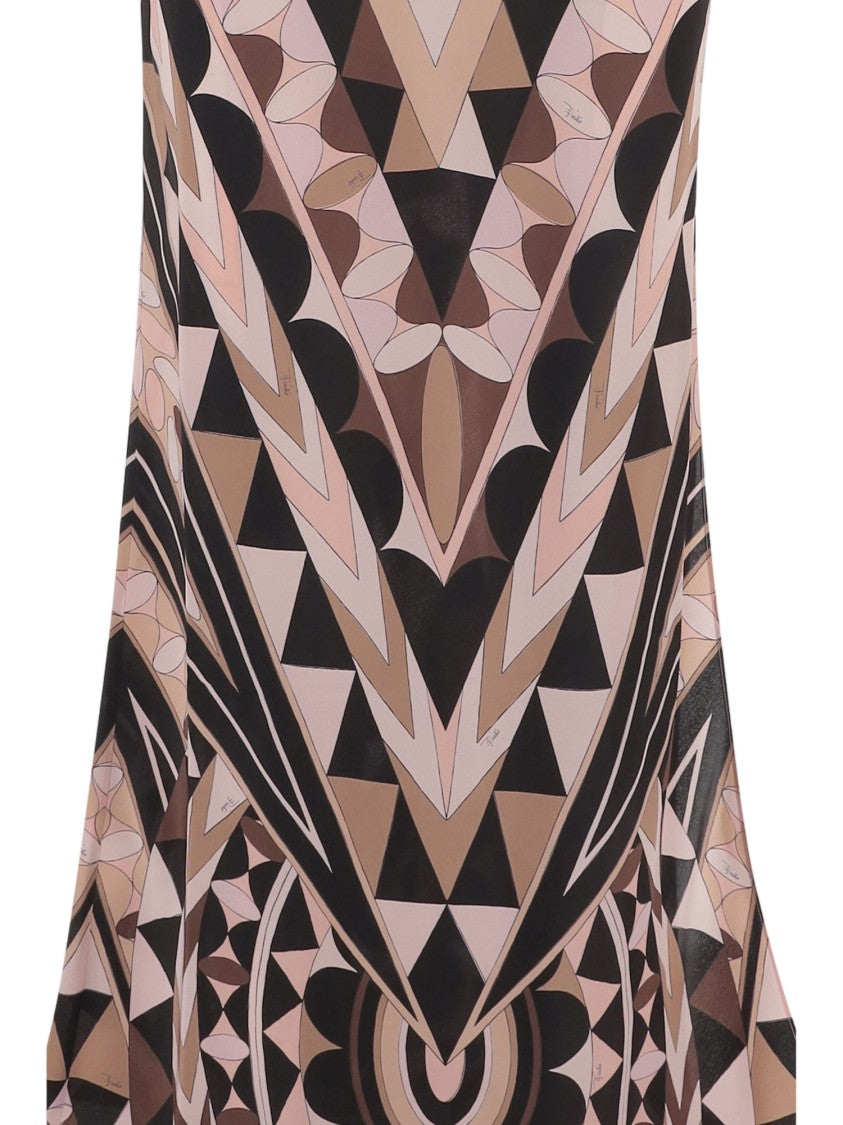 Emilio Pucci Silk Maxi Dress With Geometric Patterns