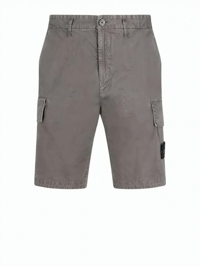 Stone Island Organic Cotton Stretch Broken Twill Cargo Shorts