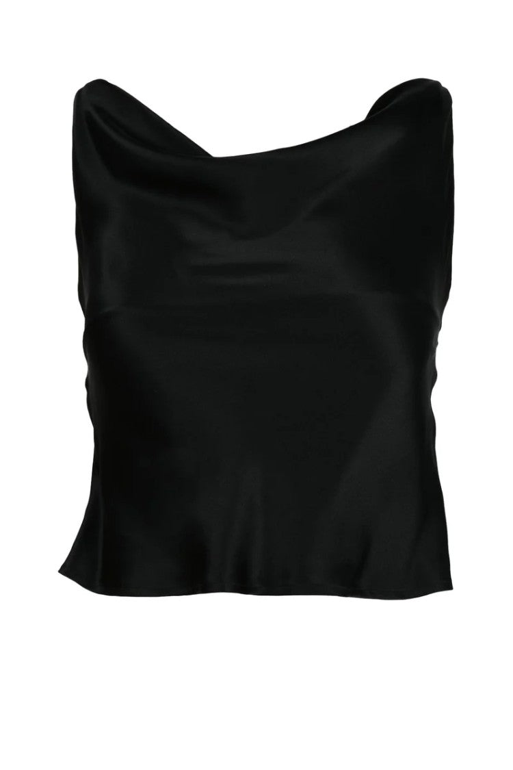 L Autre Chose Black Silk Top