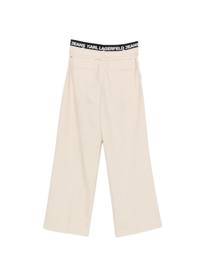 Karl Lagerfeld Wide-Leg Cropped Pants With Branded Waistband And Drawstring