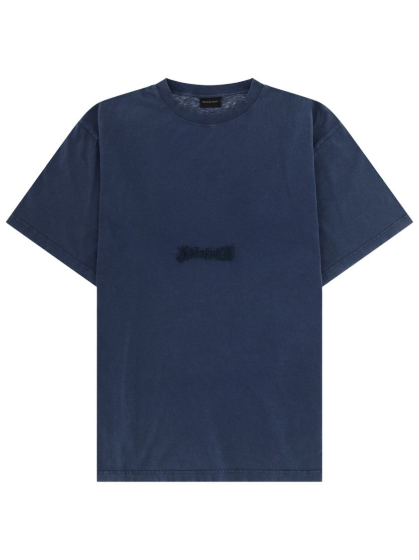 Balenciaga Relaxed Fit Embroidered Logo Cotton T-Shirt