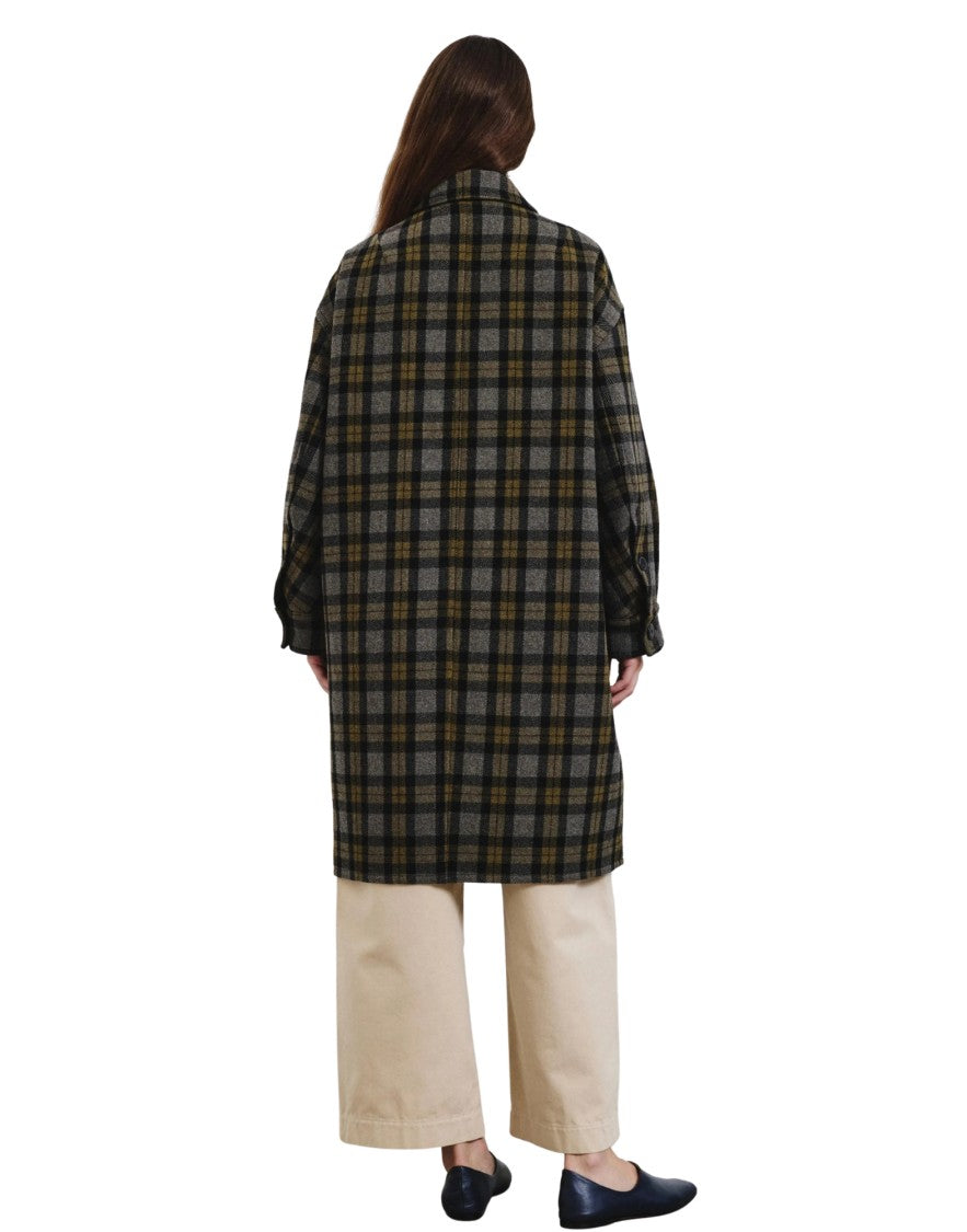 Pomandère Military Tartan Wool-Blend Oversized Coat