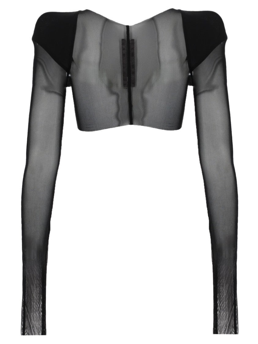 Rick Owens Sheer Translucent Mesh Panels Crop Top