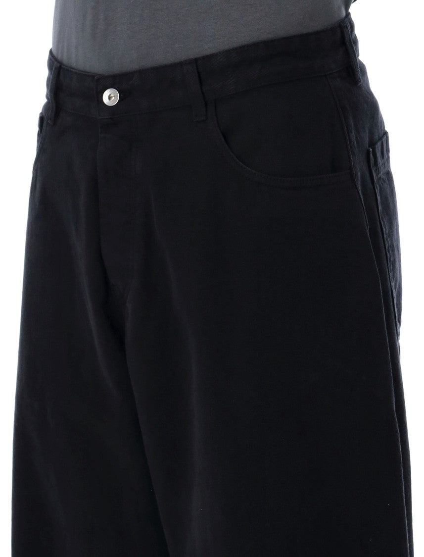 Ymc Wide Leg Denim Jeans With Logo Button