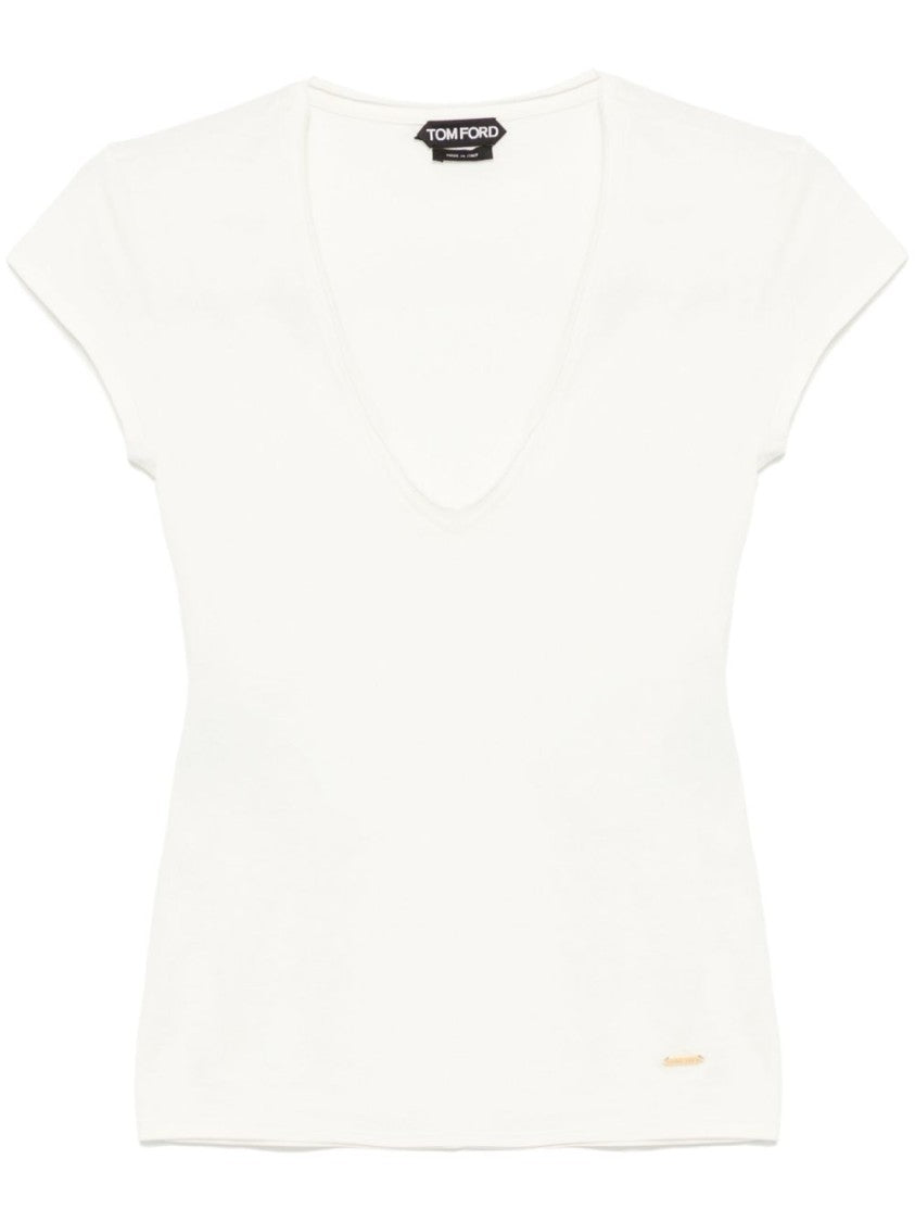 Tom Ford Pristine White Deep V-Neck T-Shirt