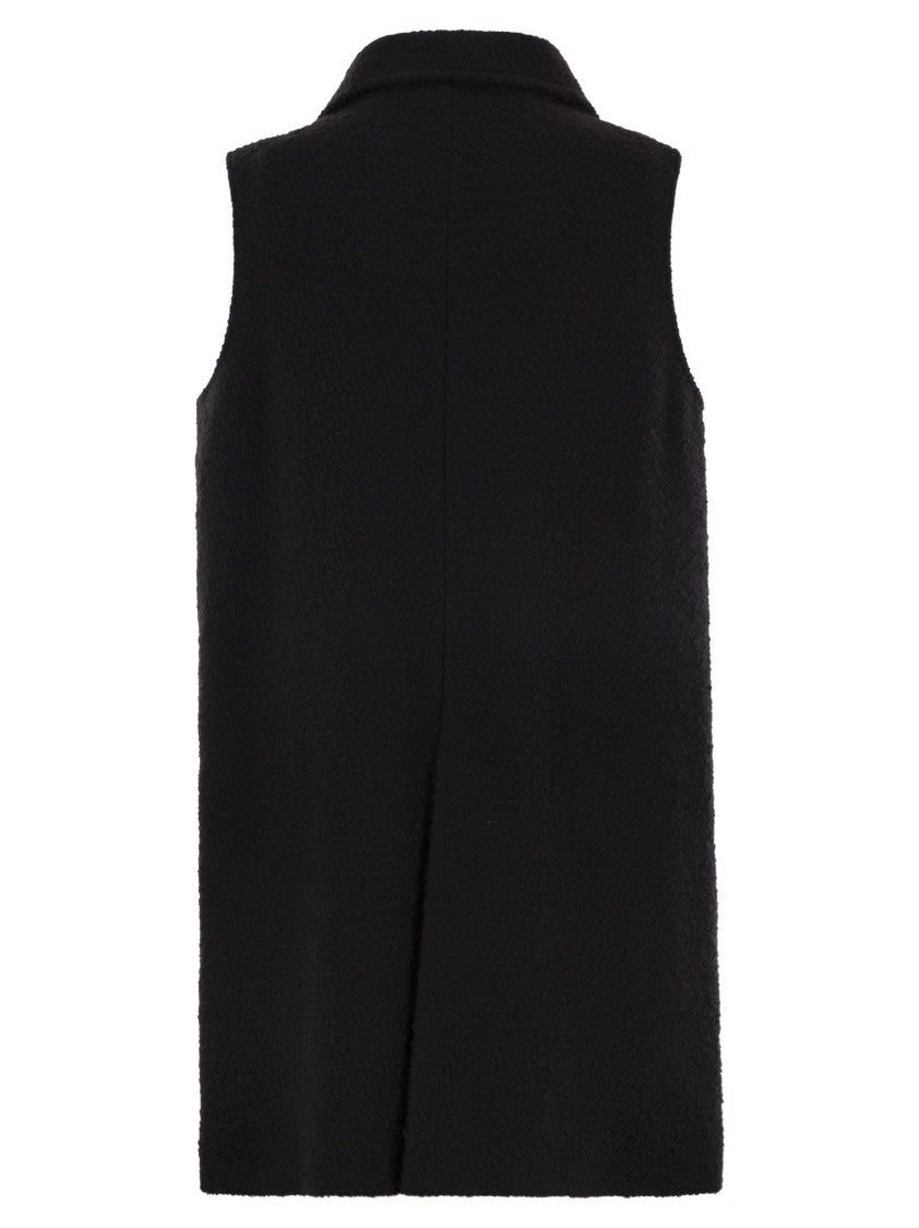 Fay Bouclé Fabric Waistcoat With Iconic Hook Closure