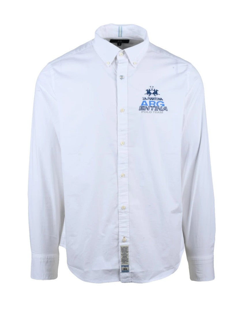 La Martina White Cotton Elastane Stretch Shirt
