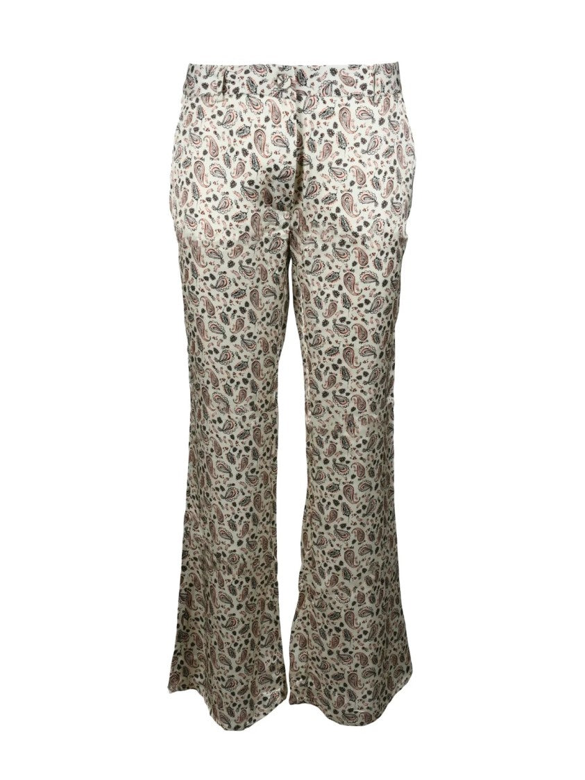 ..,Merci Beige Intricate Paisley Viscose Trousers