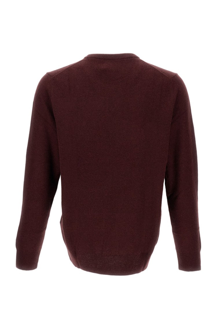 Polo Ralph Lauren Burgundy Wool Crewneck Pullover With Embroidered Logo