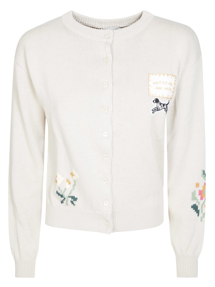 Max Mara Wkdteiera Ribbed Knit Embroidered Cardigan