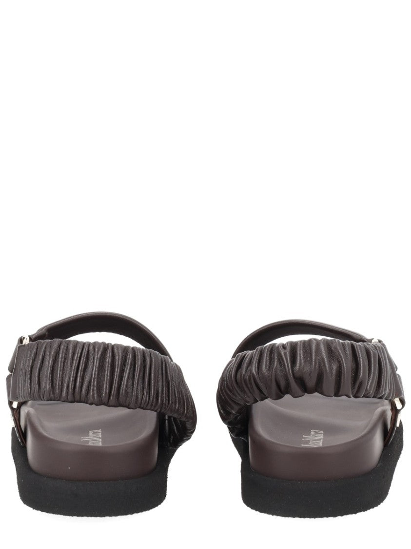 Max Mara Macro Double Strap Leather Sandals