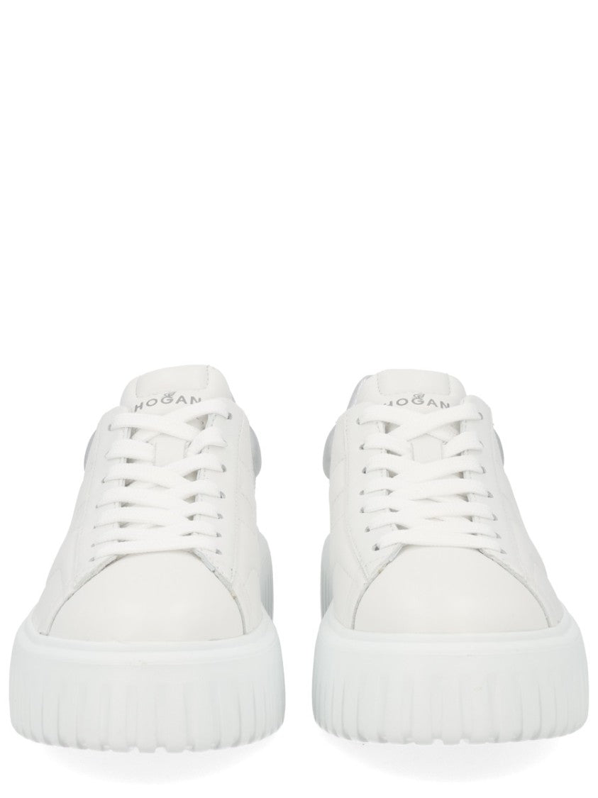 Hogan H-Stripes White Leather Metallic Sneakers