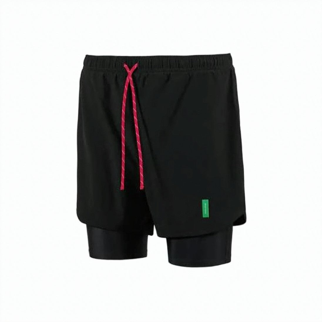 District Vision Layered Athletic Shorts With Compression Inner And Elastic Waistband