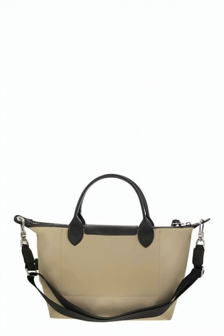 Longchamp Structured Beige Top-Handle Bag With Black Accents