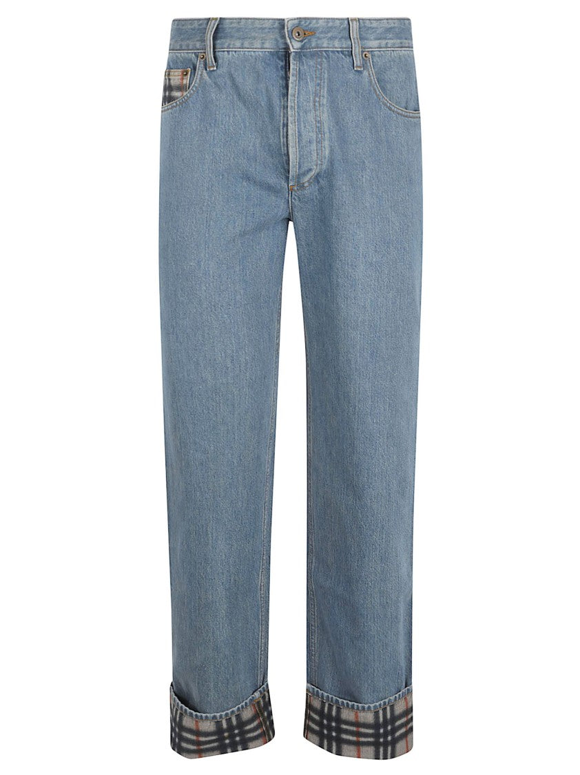 Burberry Classic Straight-Leg Denim Jeans With Check Lining