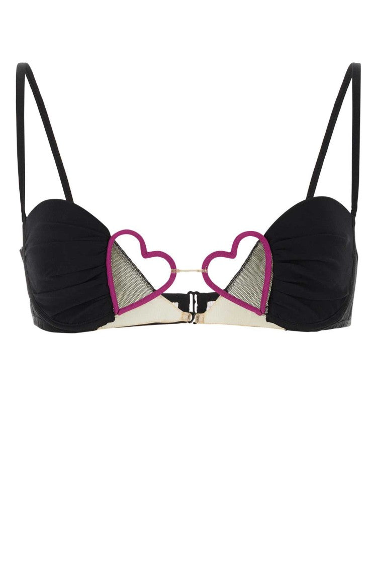 Nensi Dojaka Heart-Accented Black Bra