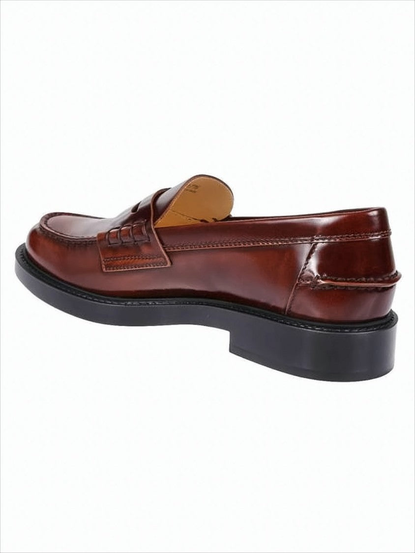 Tod's Polished Leather Penny Loafers With Rubber Sole