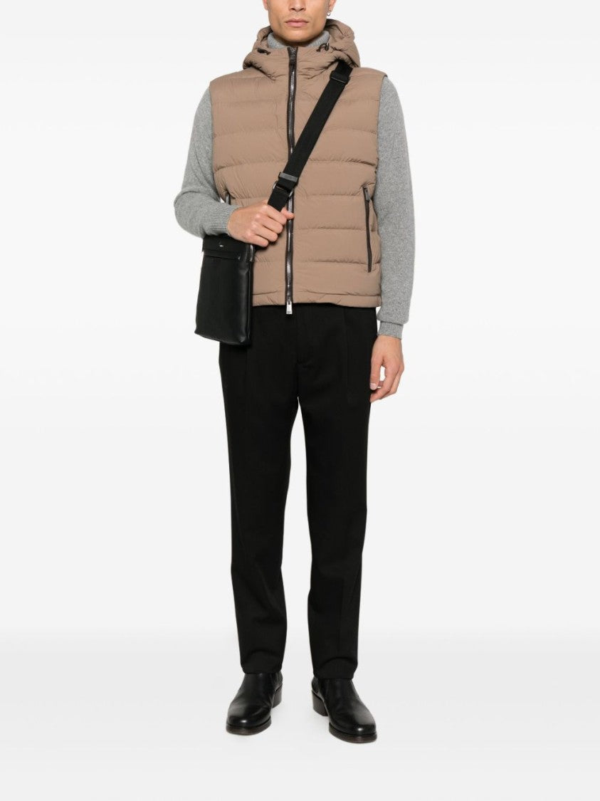 Boss Camel Structured Classic Jacket With Front Zipper Closure