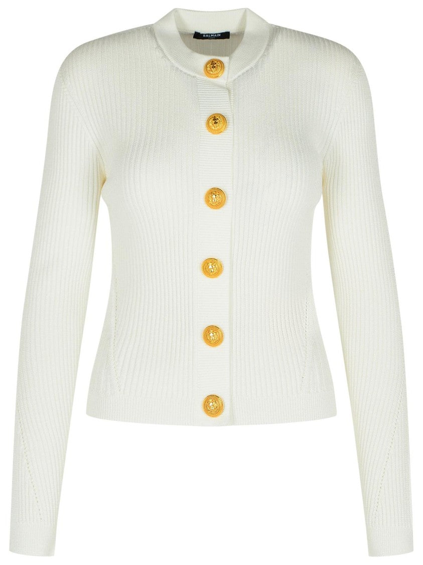 Balmain White Viscose Blend Sweater