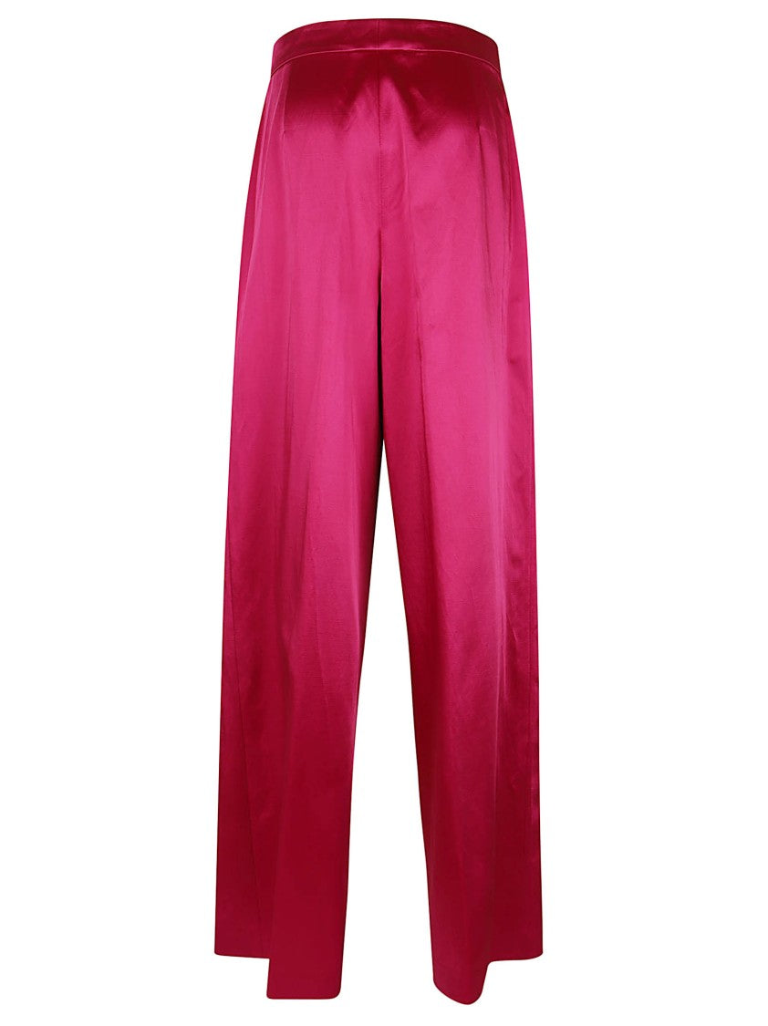 Dries Van Noten Glossy Wide-Leg Pants With Double Front Pleats