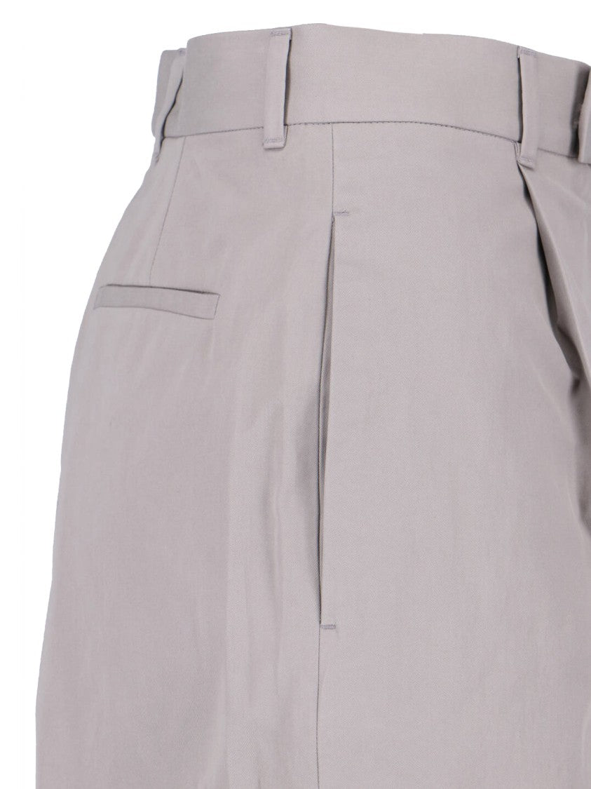 Jil Sander Grey High-Waisted Tailored Cotton Trousers