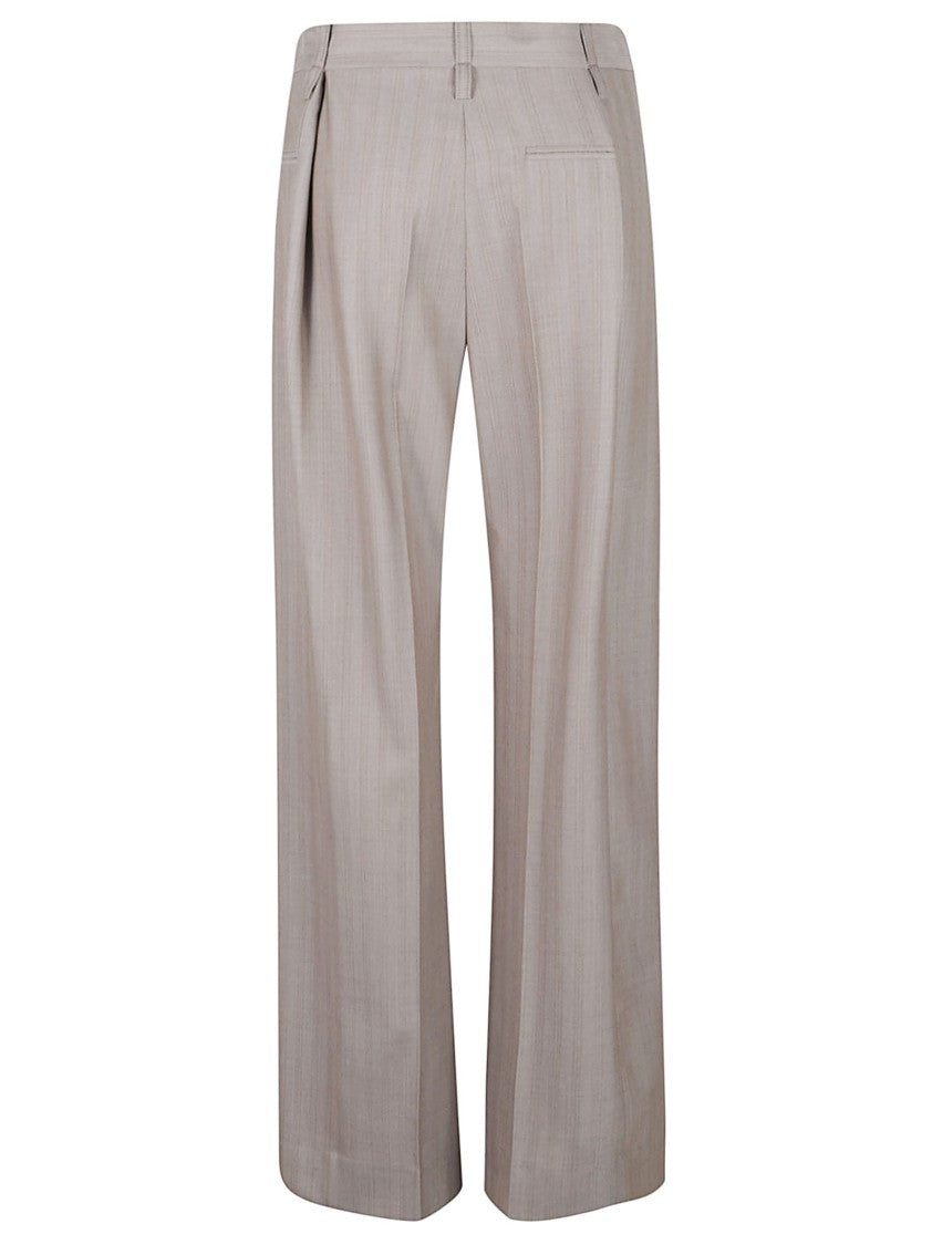 Victoria Beckham Pinstriped Wide-Leg Trousers With High Waist