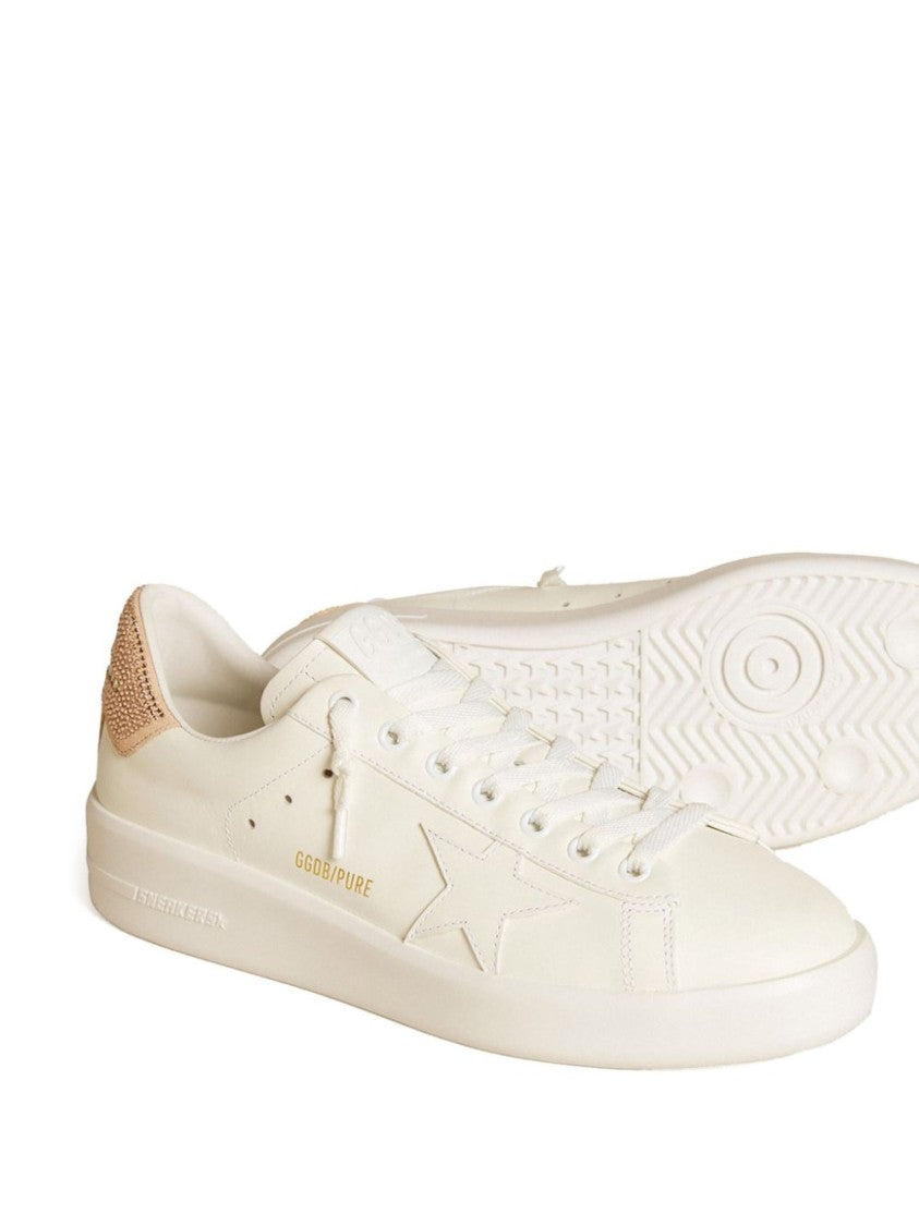 Golden Goose Light Beige Leather/Suede Blend Pure Star Sneakers