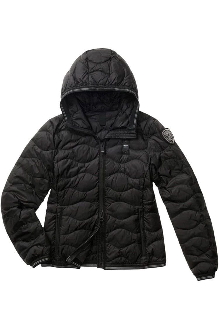 Blauer Black Wave-Quilted Hooded Polyamide Puffer Jacket