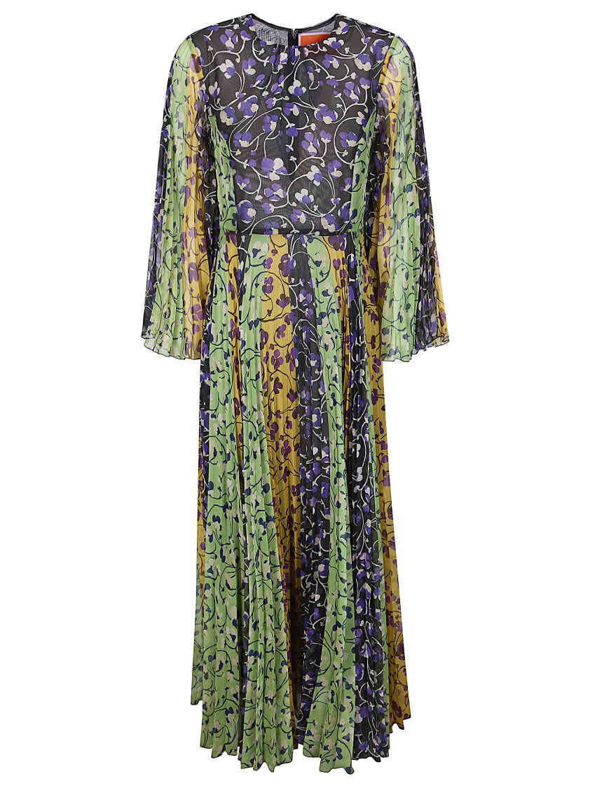 La Double J Floral Maxi Dress With Pleated Skirt