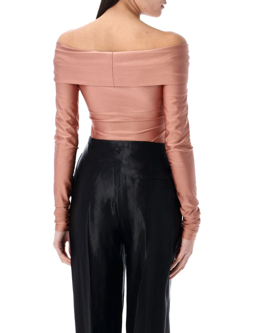 The Andamane Stretch Off-Shoulder Draped Bodysuit