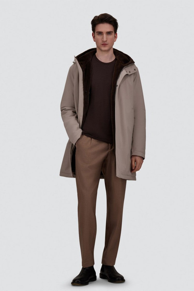 Herno Grey Polyester Hooded Parka Coat