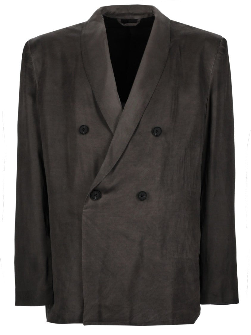 Diesel Neutrals J-Arman-Albg Double-Breasted Boxy Viscose Blazer