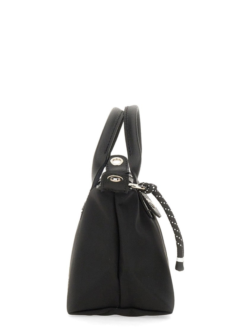 Longchamp Minimalist Black Shoulder Bag With Adjustable Strap And Snap Closure