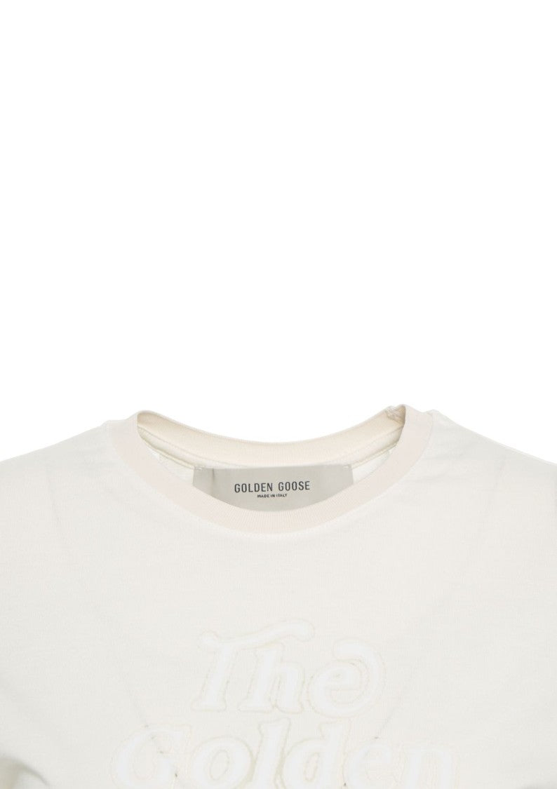Golden Goose Embroidered Logo T-Shirt In Soft White Cotton