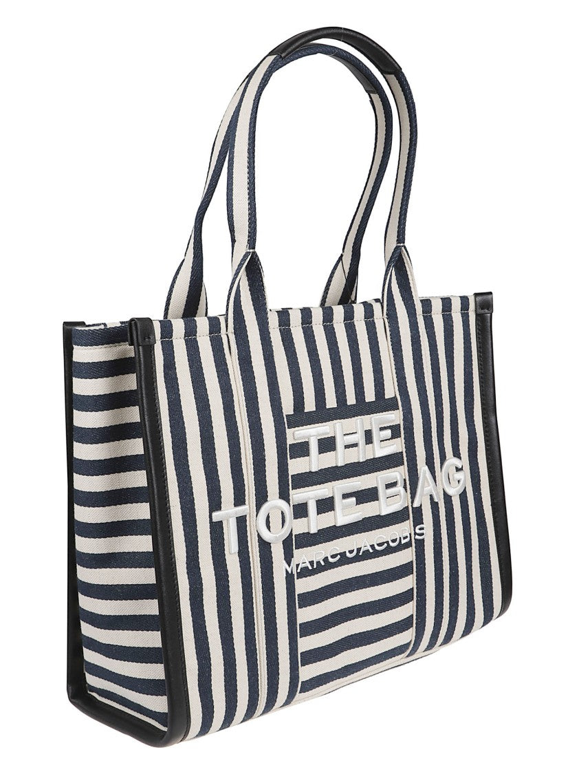 Marc Jacobs Navy And White Striped Canvas Tote Bag