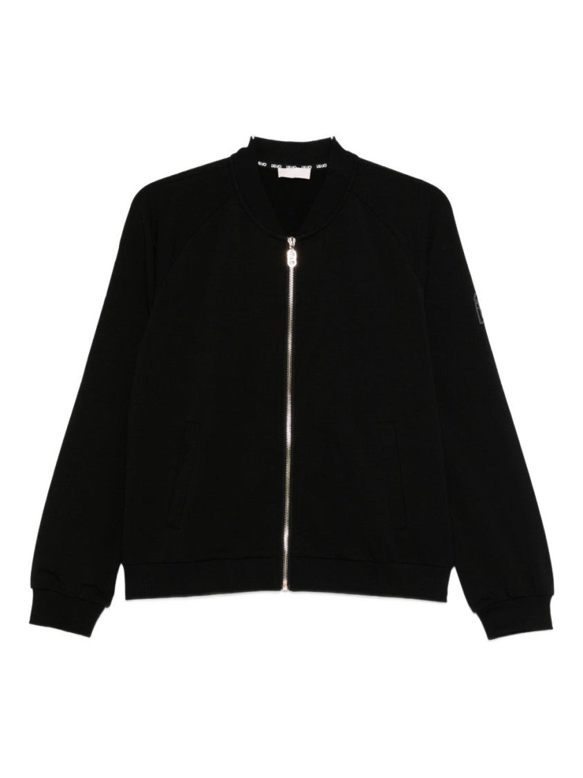 Liu Jo Black Relaxed Fit Jacket With Ribbed Details