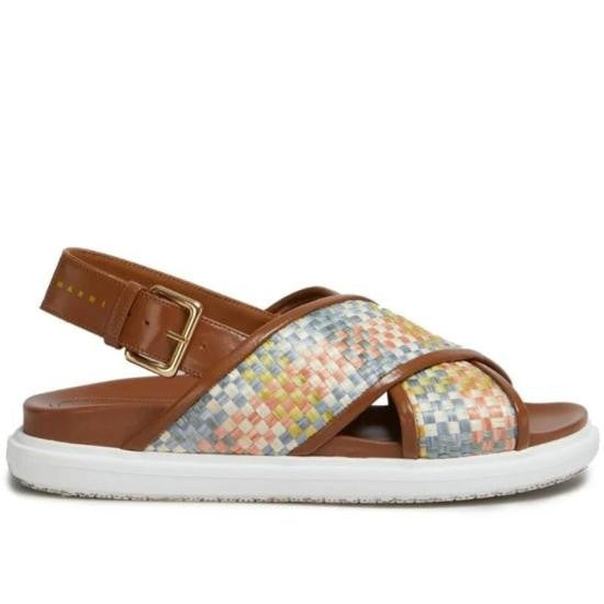 Marni Woven Multicolor Sandals With Adjustable Strap And Rubber Sole