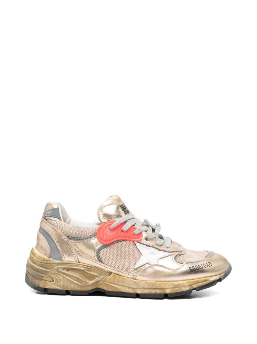 Golden Goose Metallic Gold Distressed Vintage Sneakers