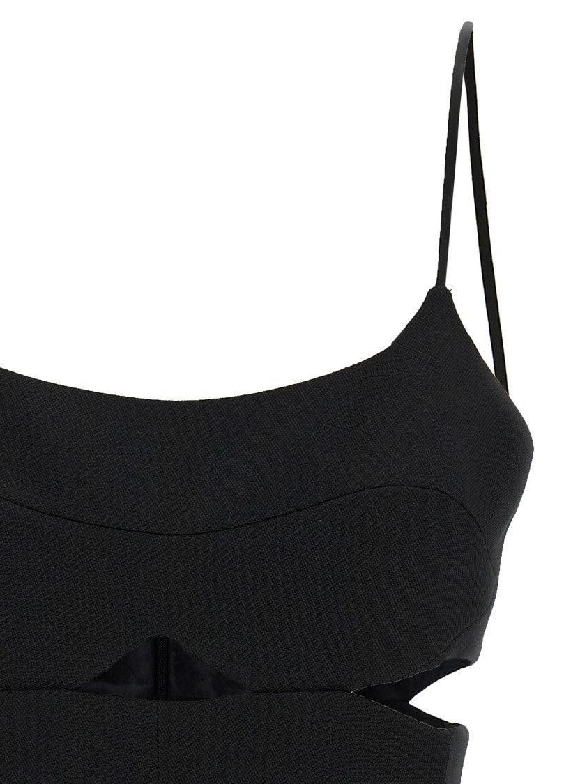 Victoria Beckham Grain Depoudre Blend Cut-Out Cami With Balloon Neckline