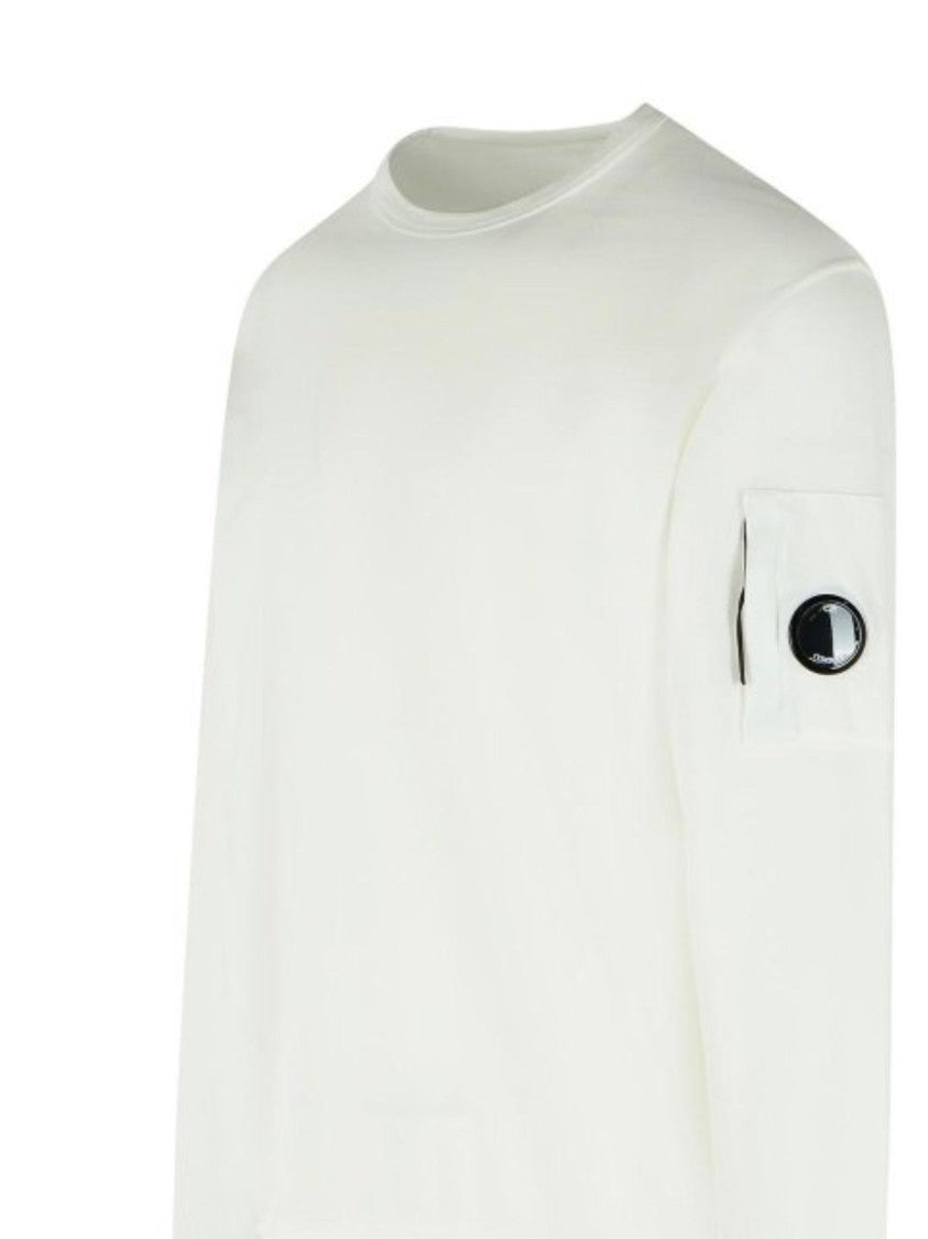 C.P. Company White Cotton Button Detail Sweater